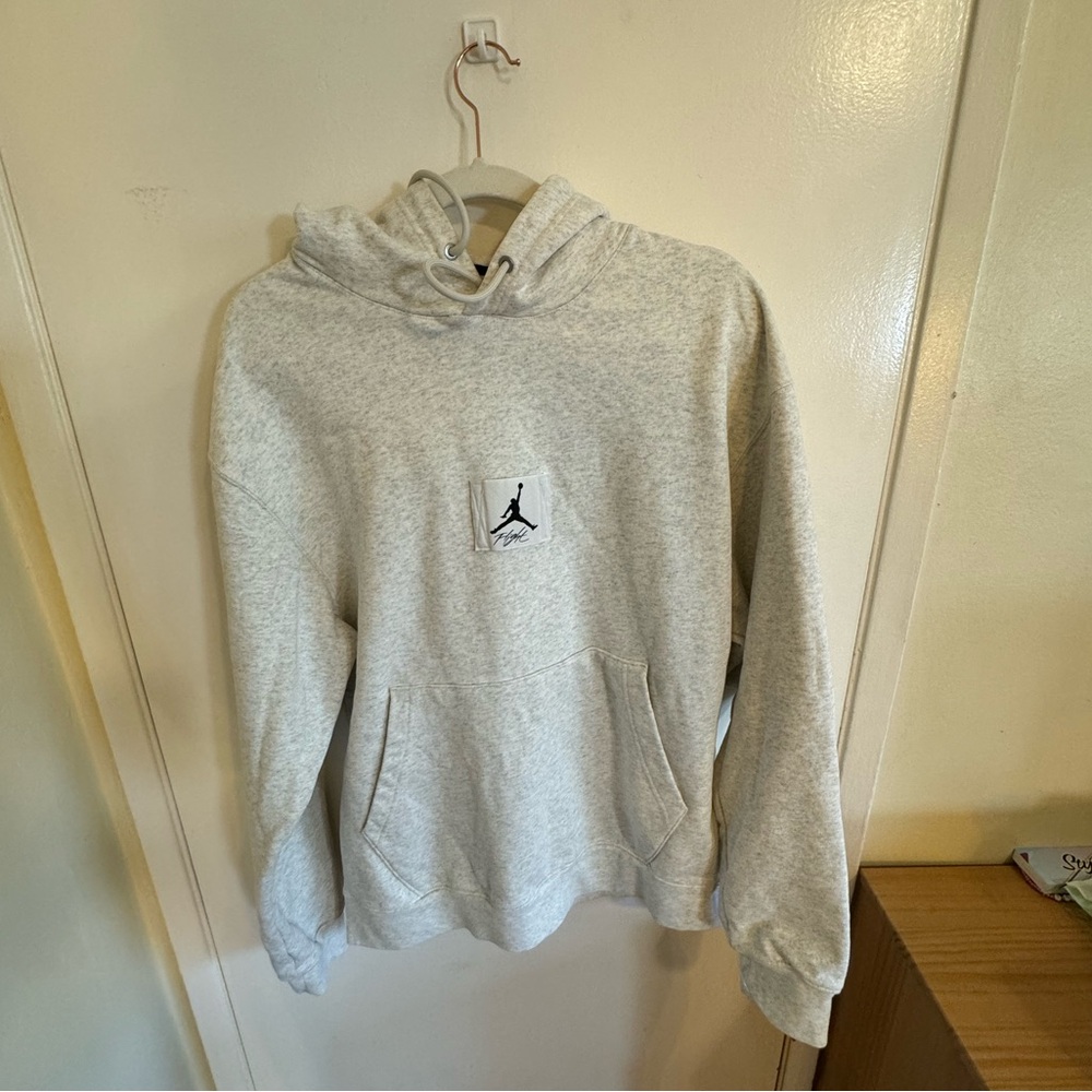 Nike Air Jordan Flight Jumpman Mens Long Sleeve Gray Pullover Hoodie | Size: L